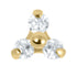 Gold Titanium Claw Set CZ Jewelled Mini Trinity for Internal Thread shafts in 1.2mm