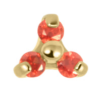 Gold Titanium Claw Set CZ Jewelled Mini Trinity for Internal Thread shafts in 1.2mm