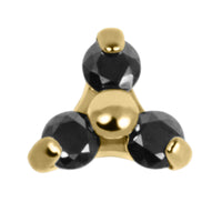 Gold Titanium Claw Set CZ Jewelled Mini Trinity for Internal Thread shafts in 1.2mm