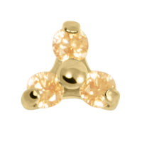 Gold Titanium Claw Set CZ Jewelled Mini Trinity for Internal Thread shafts in 1.2mm