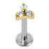 Titanium Internally Threaded Labrets 1.2mm - Gold Titanium Claw Set CZ Jewelled Mini Trinity