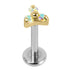 Titanium Internally Threaded Labrets 1.2mm - Gold Titanium Claw Set CZ Jewelled Mini Trinity