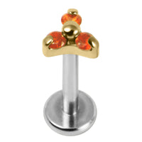 Titanium Internally Threaded Labrets 1.2mm - Gold Titanium Claw Set CZ Jewelled Mini Trinity