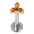 Titanium Internally Threaded Labrets 1.2mm - Gold Titanium Claw Set CZ Jewelled Mini Trinity
