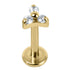 Gold Titanium Internally Threaded Labrets 1.2mm - Gold Titanium Claw Set CZ Jewelled Mini Trinity