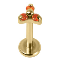Gold Titanium Internally Threaded Labrets 1.2mm - Gold Titanium Claw Set CZ Jewelled Mini Trinity
