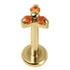 Gold Titanium Internally Threaded Labrets 1.2mm - Gold Titanium Claw Set CZ Jewelled Mini Trinity