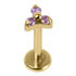 Gold Titanium Internally Threaded Labrets 1.2mm - Gold Titanium Claw Set CZ Jewelled Mini Trinity