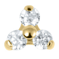 Gold Titanium Claw Set CZ Jewelled Trinity for Internal Thread shafts in 1.2mm