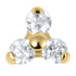 Gold Titanium Claw Set CZ Jewelled Trinity for Internal Thread shafts in 1.2mm