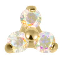 Gold Titanium Claw Set CZ Jewelled Trinity for Internal Thread shafts in 1.2mm