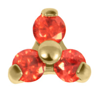Gold Titanium Claw Set CZ Jewelled Trinity for Internal Thread shafts in 1.2mm