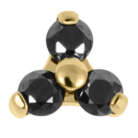 Gold Titanium Claw Set CZ Jewelled Trinity for Internal Thread shafts in 1.2mm