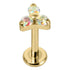 Gold Titanium Internally Threaded Labrets 1.2mm - Gold Titanium Claw Set CZ Jewelled Trinity