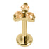 Gold Titanium Internally Threaded Labrets 1.2mm - Gold Titanium Claw Set CZ Jewelled Trinity