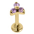 Gold Titanium Internally Threaded Labrets 1.2mm - Gold Titanium Claw Set CZ Jewelled Trinity