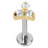 Titanium Internally Threaded Labrets 1.2mm - Gold Titanium Claw Set CZ Jewelled Trinity