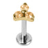 Titanium Internally Threaded Labrets 1.2mm - Gold Titanium Claw Set CZ Jewelled Trinity