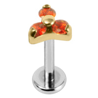 Titanium Internally Threaded Labrets 1.2mm - Gold Titanium Claw Set CZ Jewelled Trinity