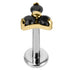 Titanium Internally Threaded Labrets 1.2mm - Gold Titanium Claw Set CZ Jewelled Trinity