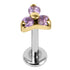 Titanium Internally Threaded Labrets 1.2mm - Gold Titanium Claw Set CZ Jewelled Trinity
