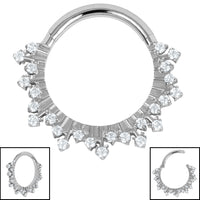 Titanium Galaxy Jewelled Hinged Clicker Ring