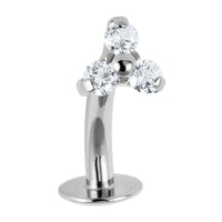 Titanium Threadless Floating Navel Bar - Titanium Jewelled Trinity 1.6mm