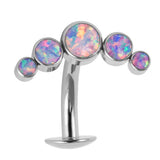 Titanium Threadless Floating Navel Bar - Titanium Bezel Set 5 Opal Crescent 1.6mm