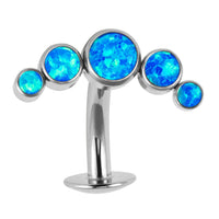 Titanium Threadless Floating Navel Bar - Titanium Bezel Set 5 Opal Crescent 1.6mm