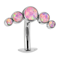 Titanium Threadless Floating Navel Bar - Titanium Bezel Set 5 Opal Crescent 1.6mm