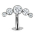 Titanium Threadless Floating Navel Bar - Titanium Bezel Set 5 Jewelled Crescent 1.6mm