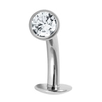 Titanium Threadless Floating Navel Bar - Titanium Bezel Set Jewelled Ball 1.6mm