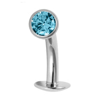 Titanium Threadless Floating Navel Bar - Titanium Bezel Set Jewelled Ball 1.6mm