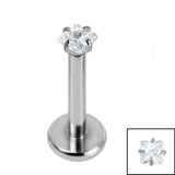 Titanium Internally Threaded Labrets 1.2mm - Titanium Claw Set Jewelled Square