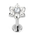 Titanium Internally Threaded Labrets 1.2mm - Titanium Claw Set Pearl Primrose Flower