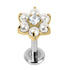 Titanium Internally Threaded Labrets 1.2mm - Titanium Claw Set Pearl Primrose Flower