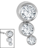 Titanium (Infinity) Bezel Set Triple Jewel Curve for Internal Thread Shafts in 1.2mm