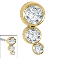 Titanium (Infinity) Bezel Set Triple Jewel Curve for Internal Thread Shafts in 1.2mm
