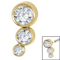 Titanium (Infinity) Bezel Set Triple Jewel Curve for Internal Thread Shafts in 1.2mm