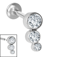 Titanium Internally Threaded Labrets 1.2mm - Infinity Titanium Bezel Set Jewelled Triple Curve