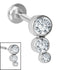 Titanium Internally Threaded Labrets 1.2mm - Infinity Titanium Bezel Set Jewelled Triple Curve