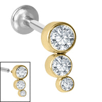 Titanium Internally Threaded Labrets 1.2mm - Infinity Titanium Bezel Set Jewelled Triple Curve