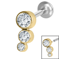 Titanium Internally Threaded Labrets 1.2mm - Infinity Titanium Bezel Set Jewelled Triple Curve