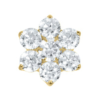 Titanium Claw Set Jewelled Primrose Flower for Internal Thread shafts in 1.2mm