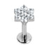 Titanium Internally Threaded Labrets 1.2mm - Titanium Claw Set Jewelled Primrose Flower