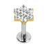 Titanium Internally Threaded Labrets 1.2mm - Titanium Claw Set Jewelled Primrose Flower