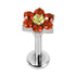 Titanium Internally Threaded Labrets 1.2mm - Titanium Claw Set Jewelled Primrose Flower