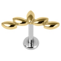 Titanium Internally Threaded Labrets 1.2mm - Titanium Marquise Pebble Crescent