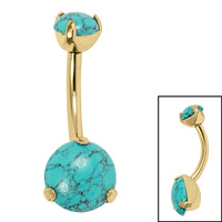 Belly Bar - Titanium Internal Thread Claw Set Double Turquoise