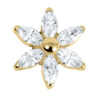 Titanium Claw Set Jewelled Lily Flower for Internal Thread shafts in 1.2mm